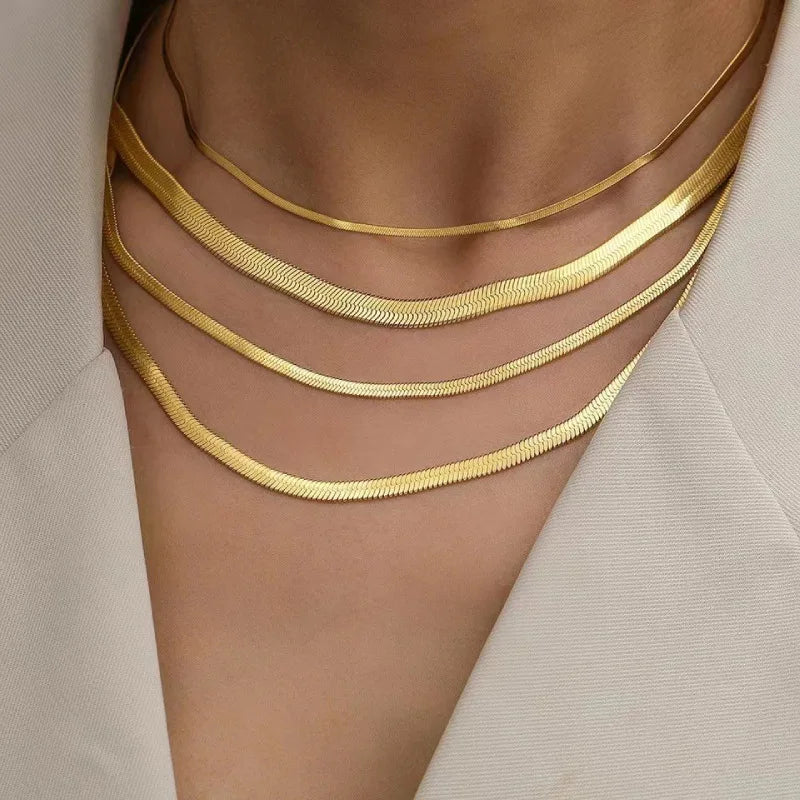 Gold Snake Chain Choker Necklace Unisex