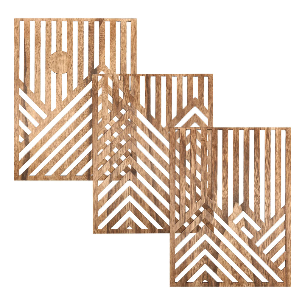 3-Piece Openwork Wooden Wall Art