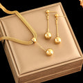 Gold Plated Bead Pendant Necklace & Earrings Set