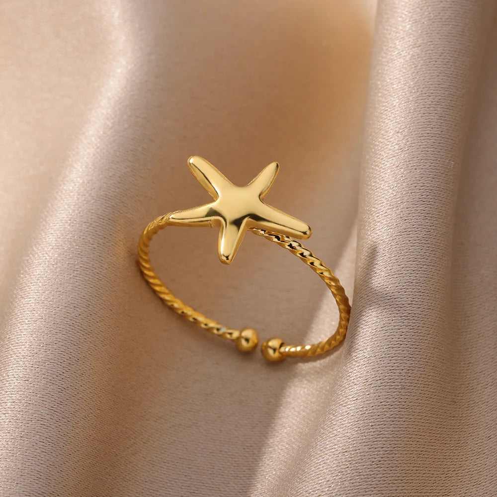 Gold Stainless Steel Waterproof Open Ring
