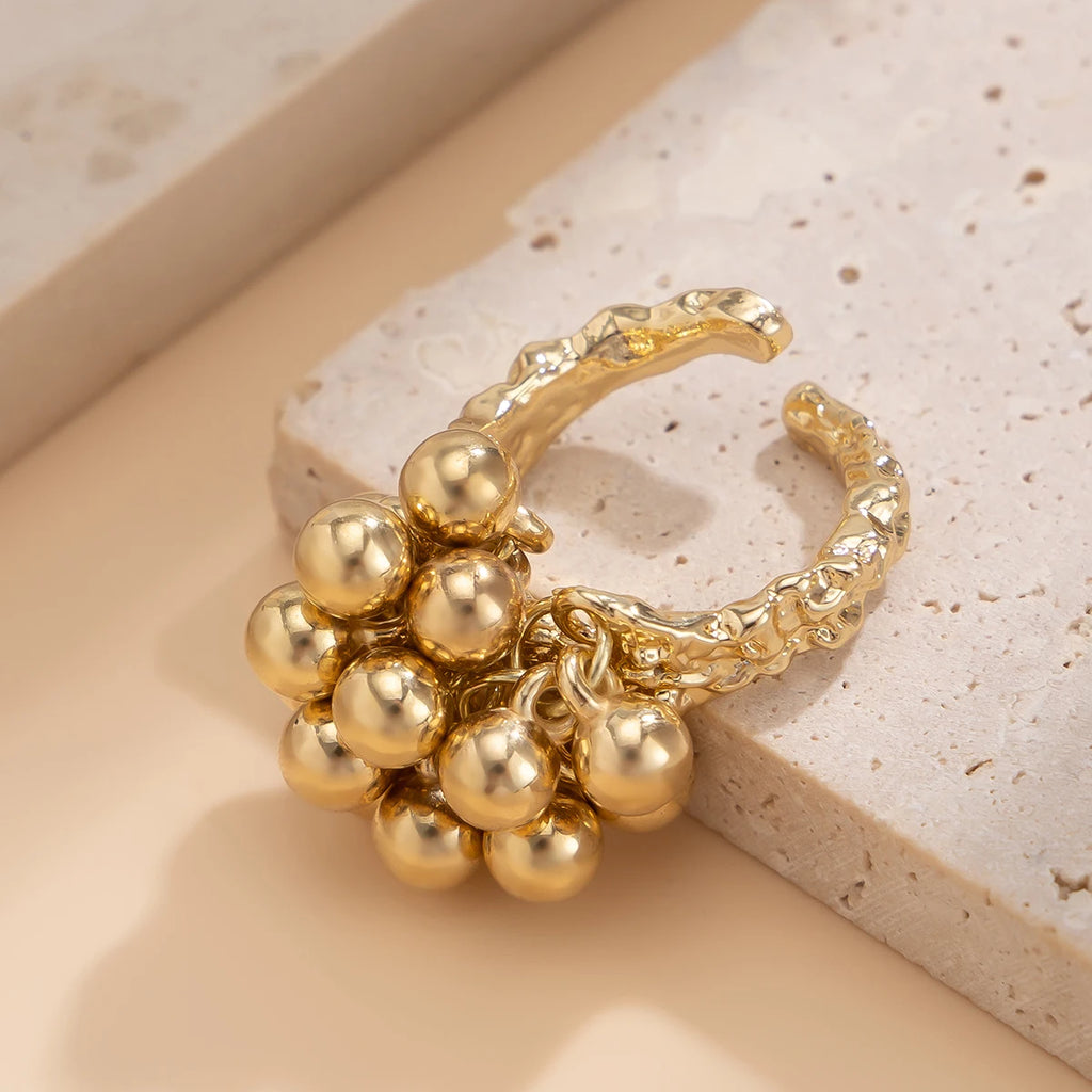 Irregular Punk Small Ball Open Ring