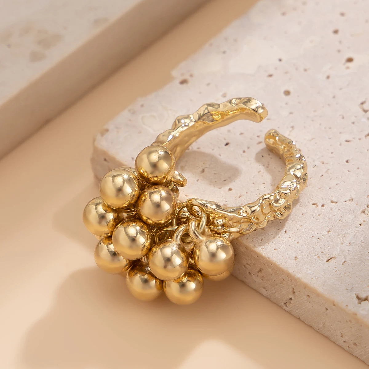 Irregular Punk Small Ball Open Ring