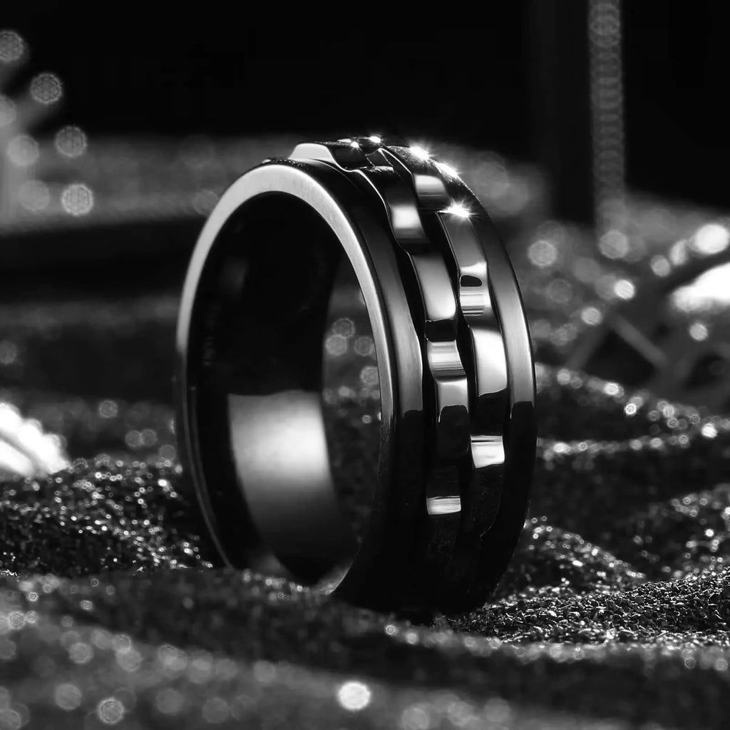 Men’s Titanium Steel Gear Spinner Ring