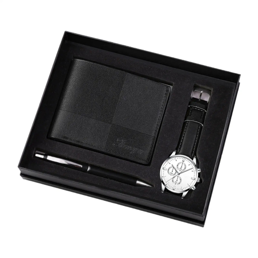 Men's Gift Set Combination Set Beautifully Decoration Watch Wallet Pen Set for Male Holiday Anniversary Fathers Day Couple