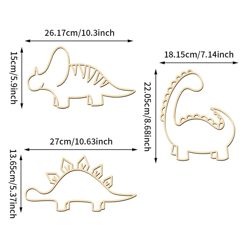 3-Piece Wooden Dinosaur Wall Decor