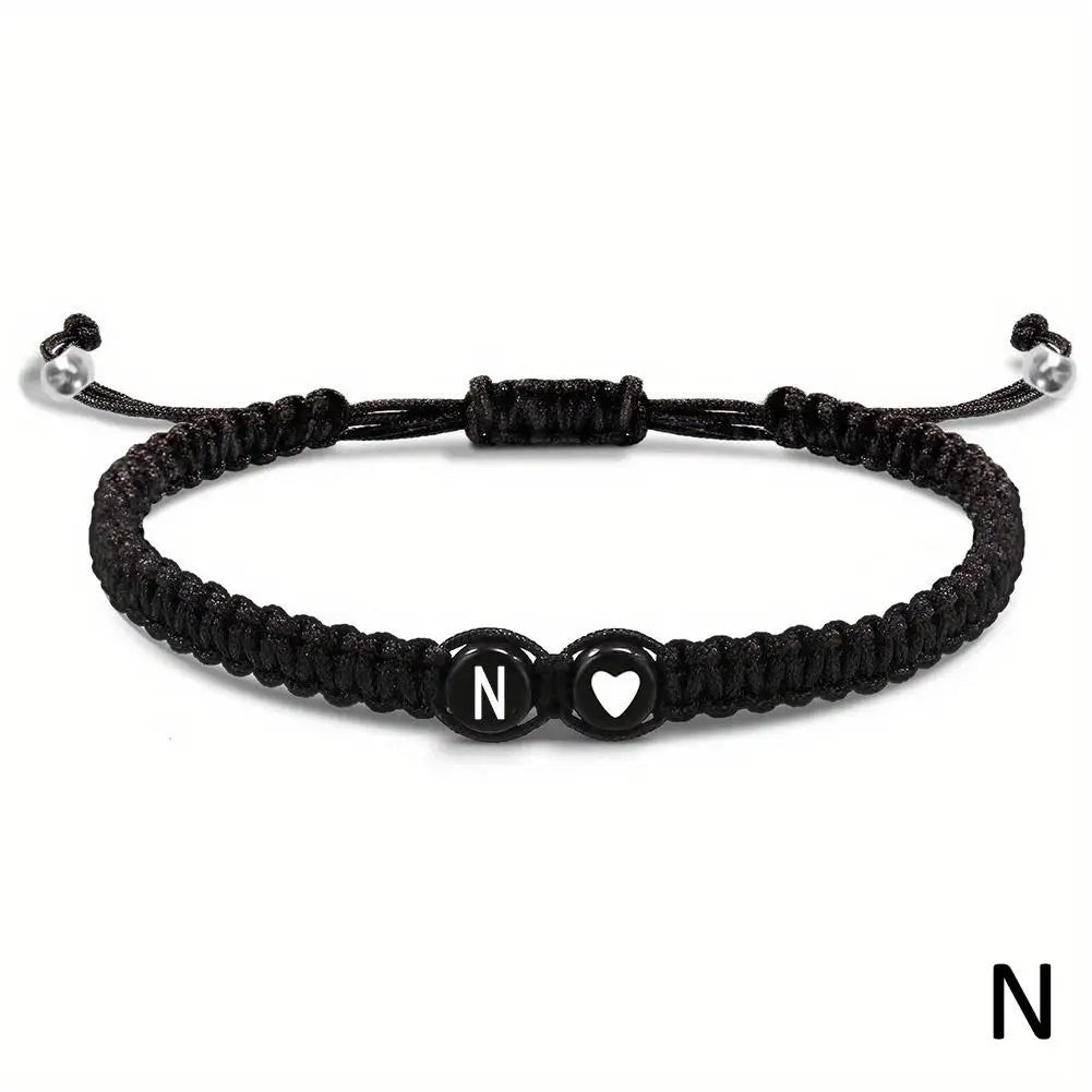 Initial Heart Bracelet – Adjustable A-Z Design for Men & Women