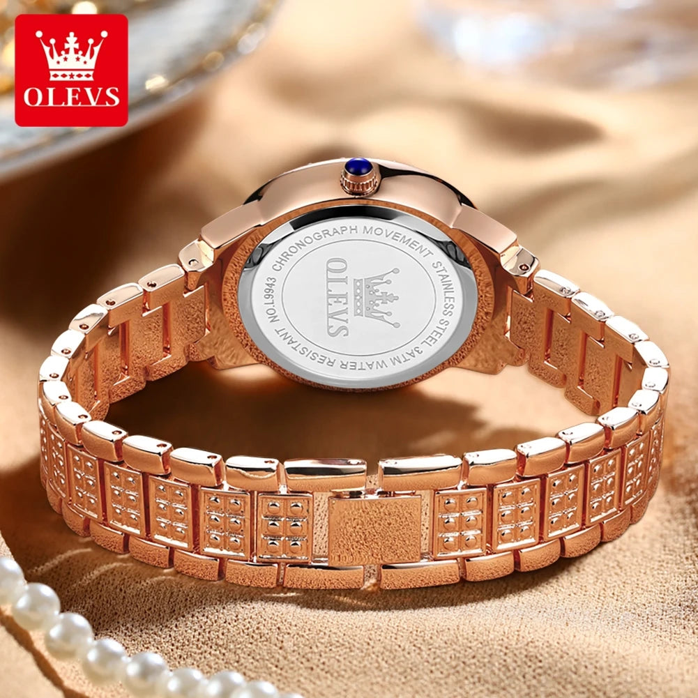 OLEVS 9943 Rose Gold Diamond Ladies Watch