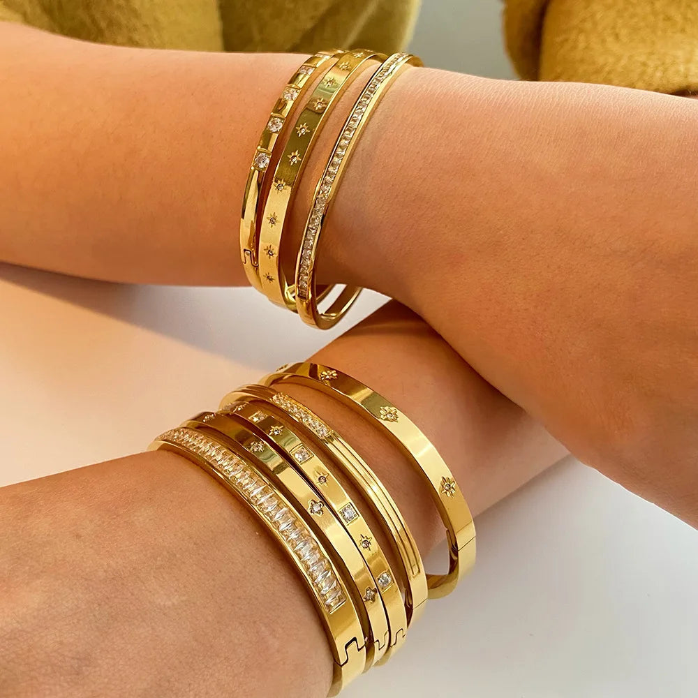 Elegant CZ Stainless Steel Women’s Bracelet
