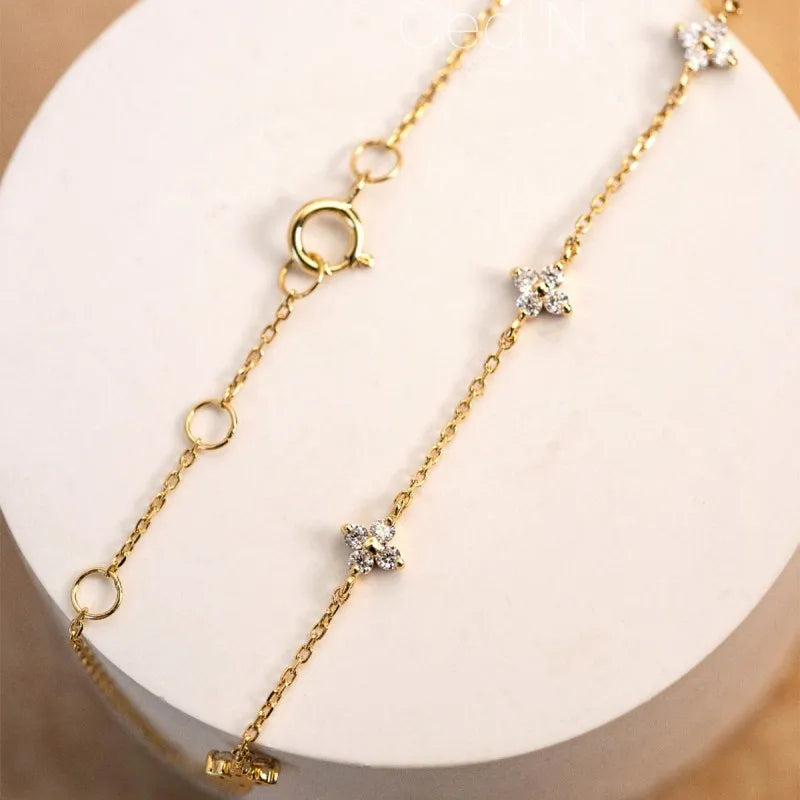 18K Gold-Plated Zircon Flower Bracelet