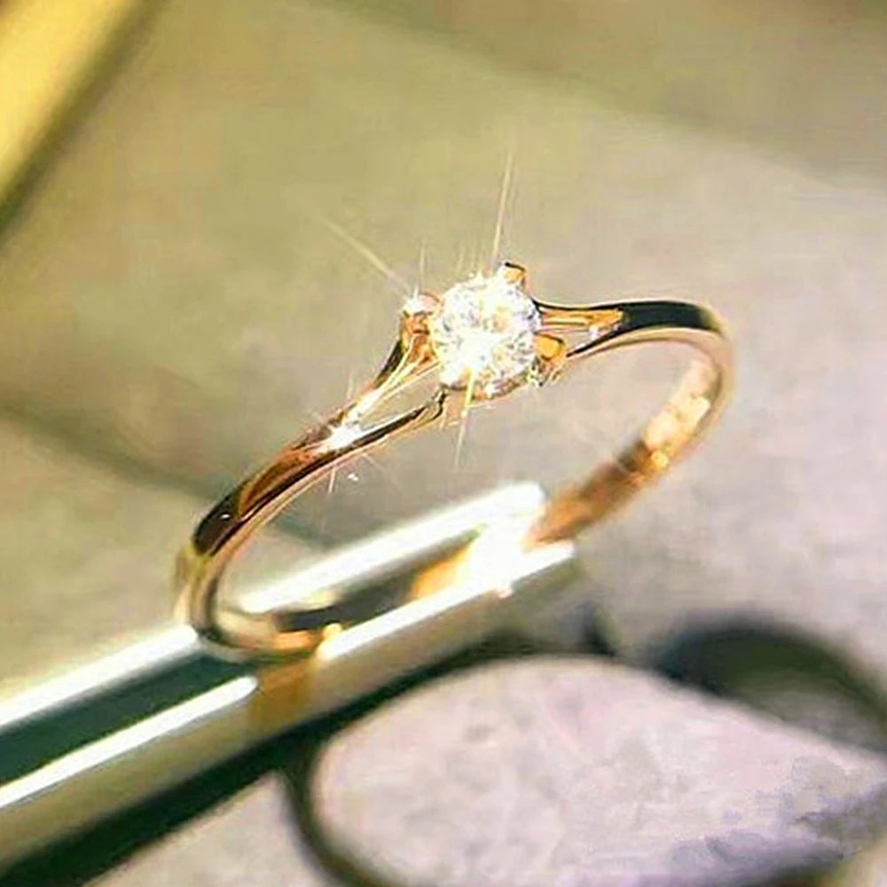 Minimalist 4mm Cubic Zirconia Wedding Ring