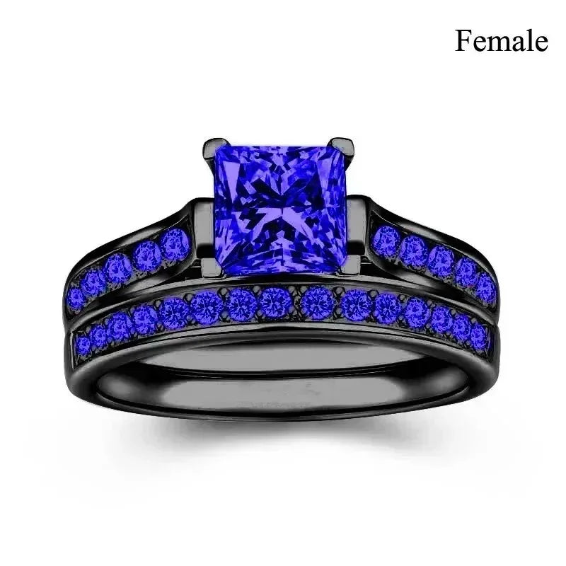 Romantic Red Rhinestone Celtic Dragon Ring Set