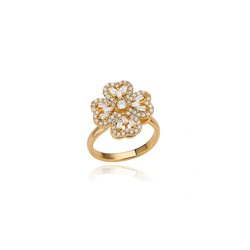 Zircon Heart & Clover Spinner Ring