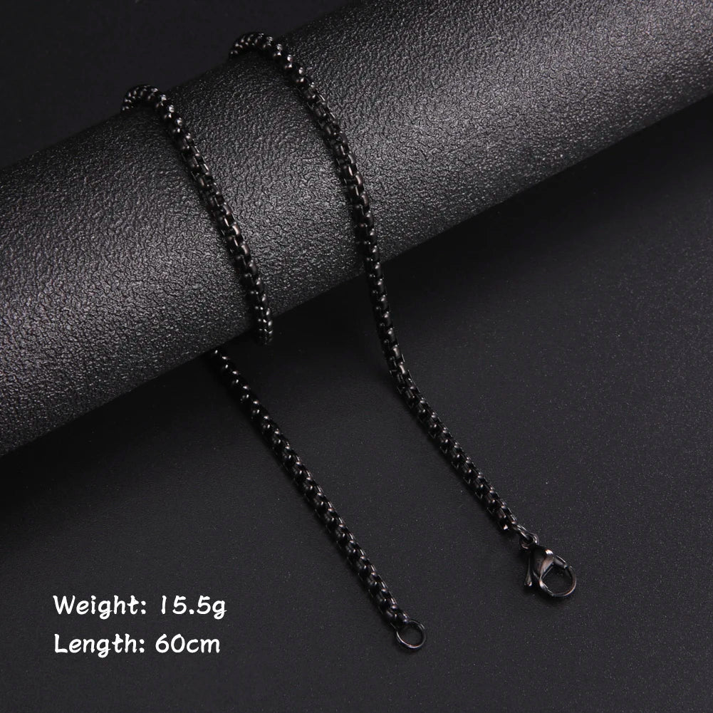 Skyrim 60cm Black Gold Stainless Box Chain