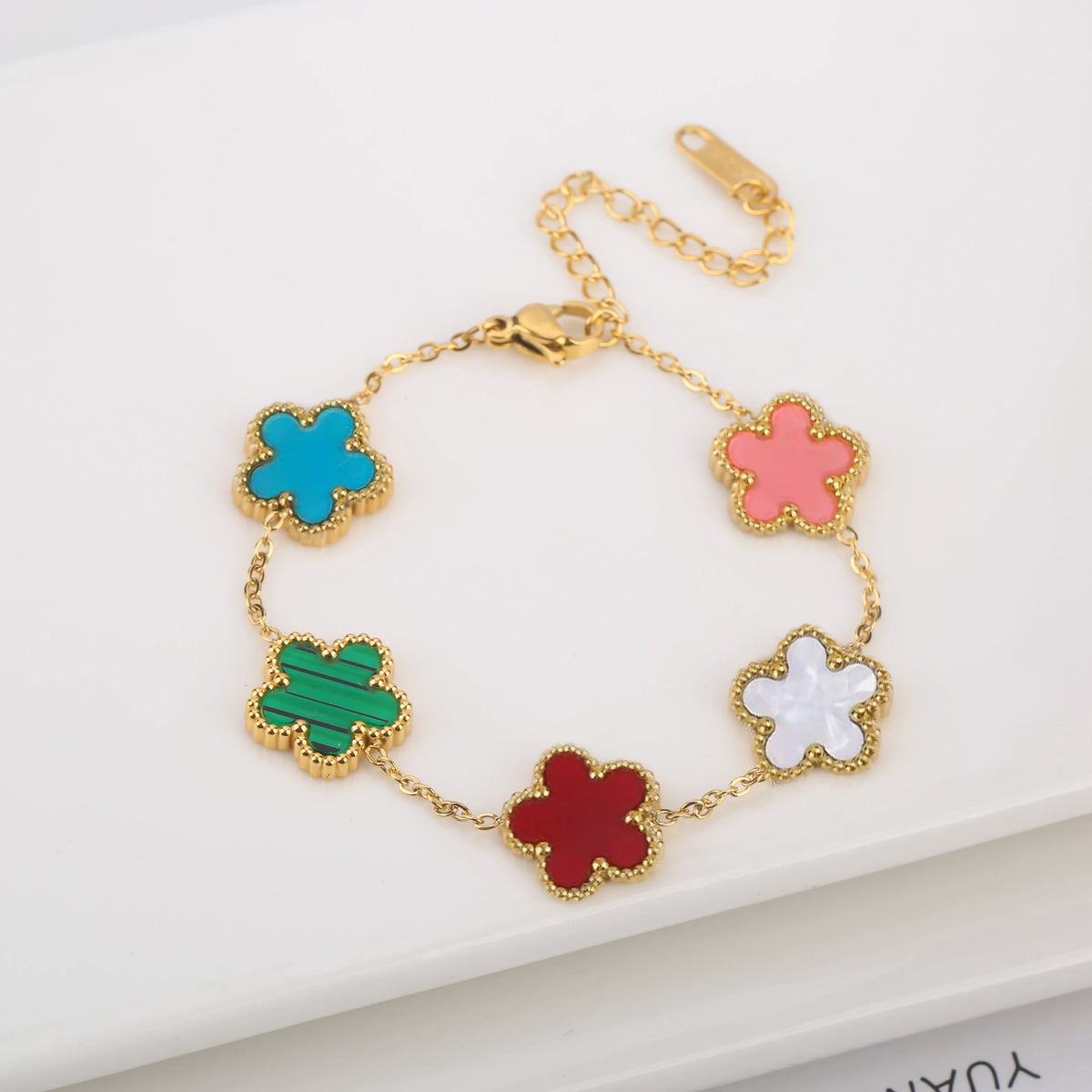 Clover Flower Adjustable Stainless Steel Bracelet