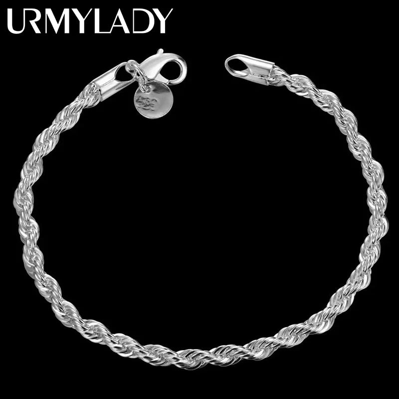 925 Sterling Silver 4mm Rope Bracelet