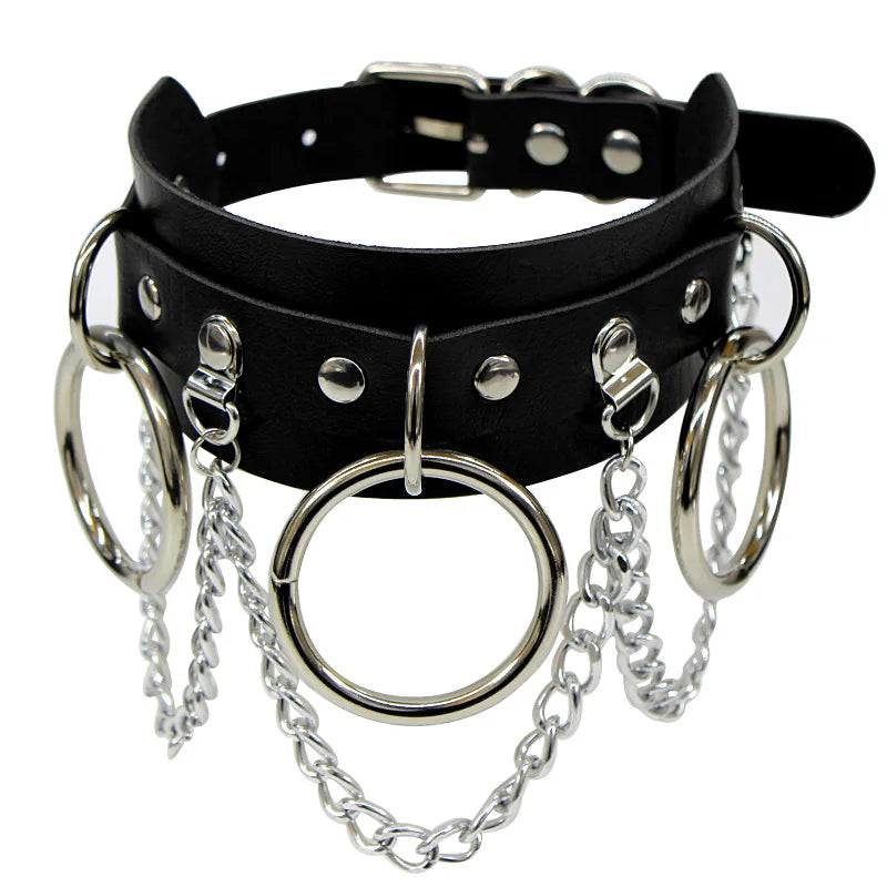 Black Gothic Heart Lock Spike Choker Necklace