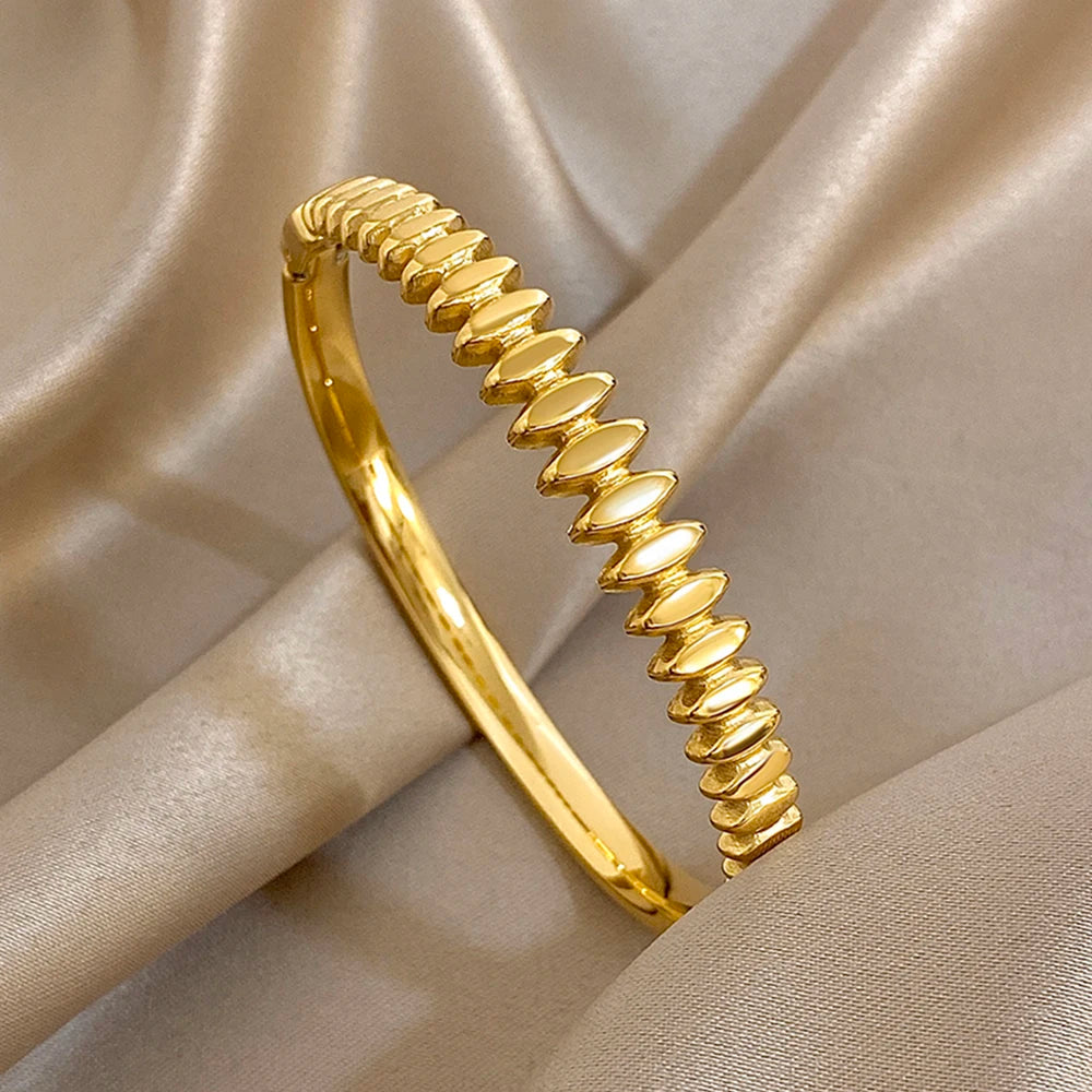 Gold Plated Rhinestone Cuff Bracelet