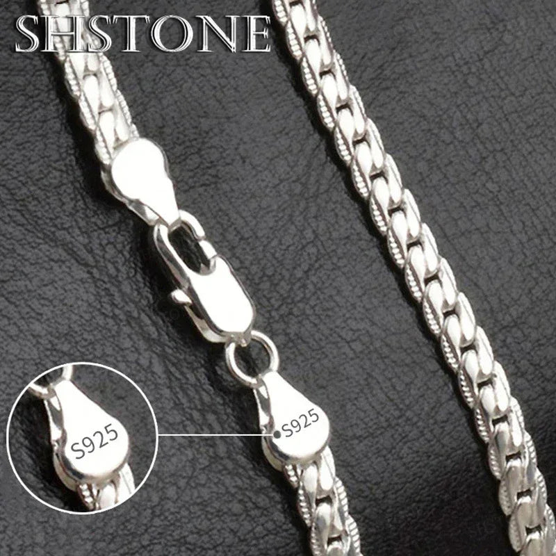 Gold Plated 925 Silver 6mm Full Sideways Necklace