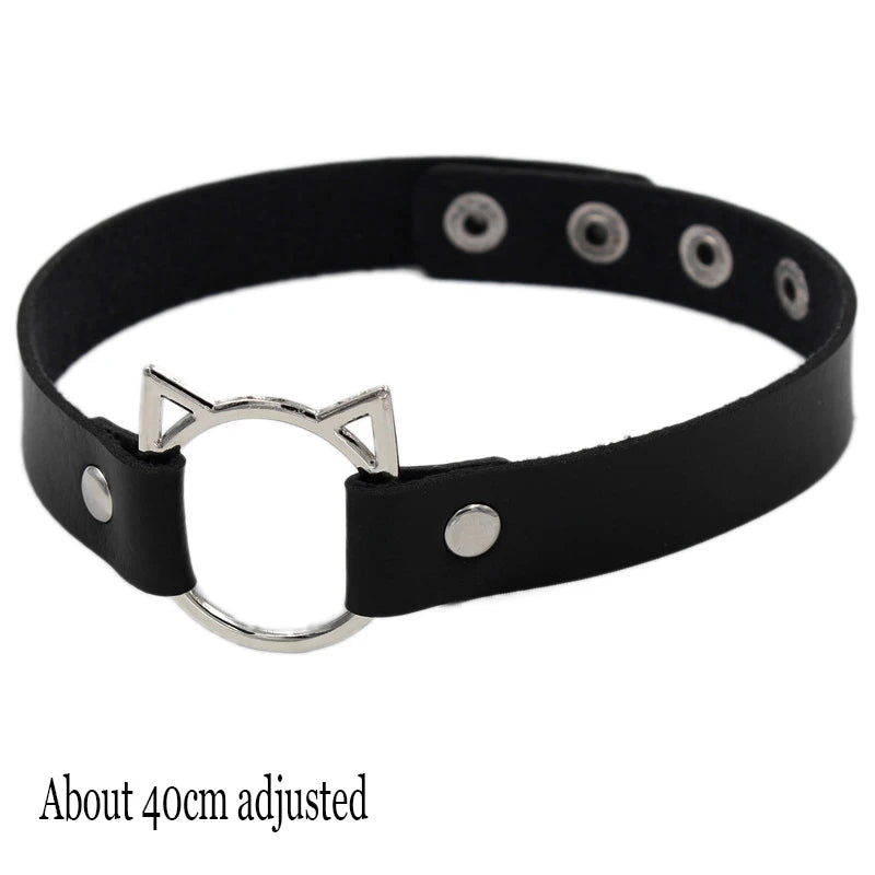 Black Gothic Heart Lock Spike Choker Necklace