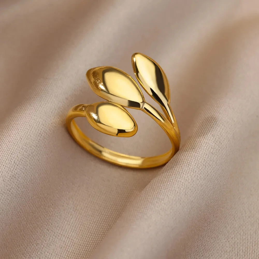 Gold Stainless Steel Classic Women's Ring