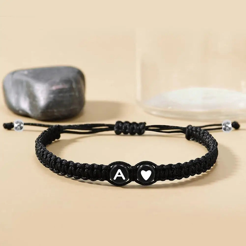 Initial Heart Bracelet – Adjustable A-Z Design for Men & Women