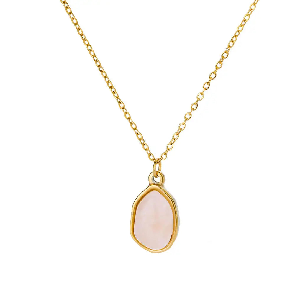 Gold Opal Oval Pendant Necklace for Women