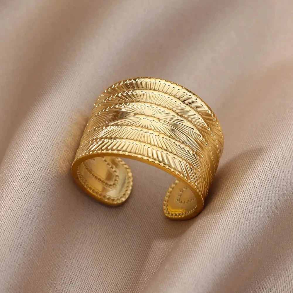 Gold Stainless Steel Classic Women's Ring