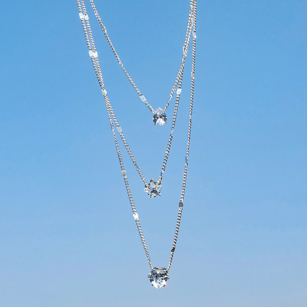 Zircon Multilayer Chain Choker Necklace