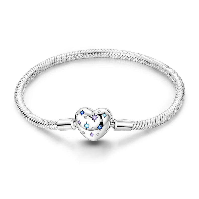 925 Sterling Silver Love Heart & Butterfly Charm Bracelet – 17-20cm