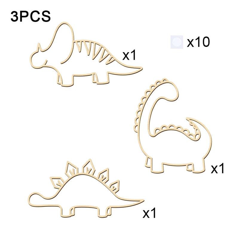 3-Piece Wooden Dinosaur Wall Decor