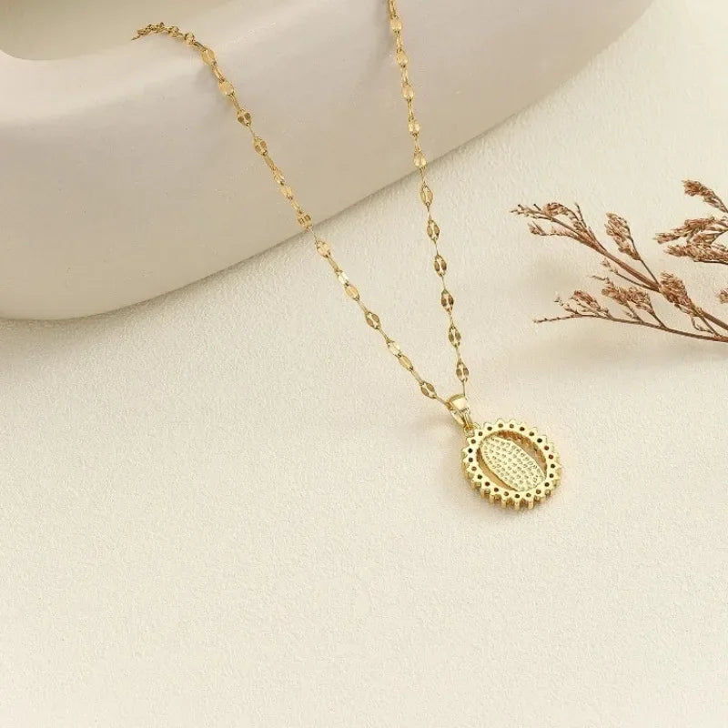 Colorful Zircon Virgin Mary Star Pendant Necklace