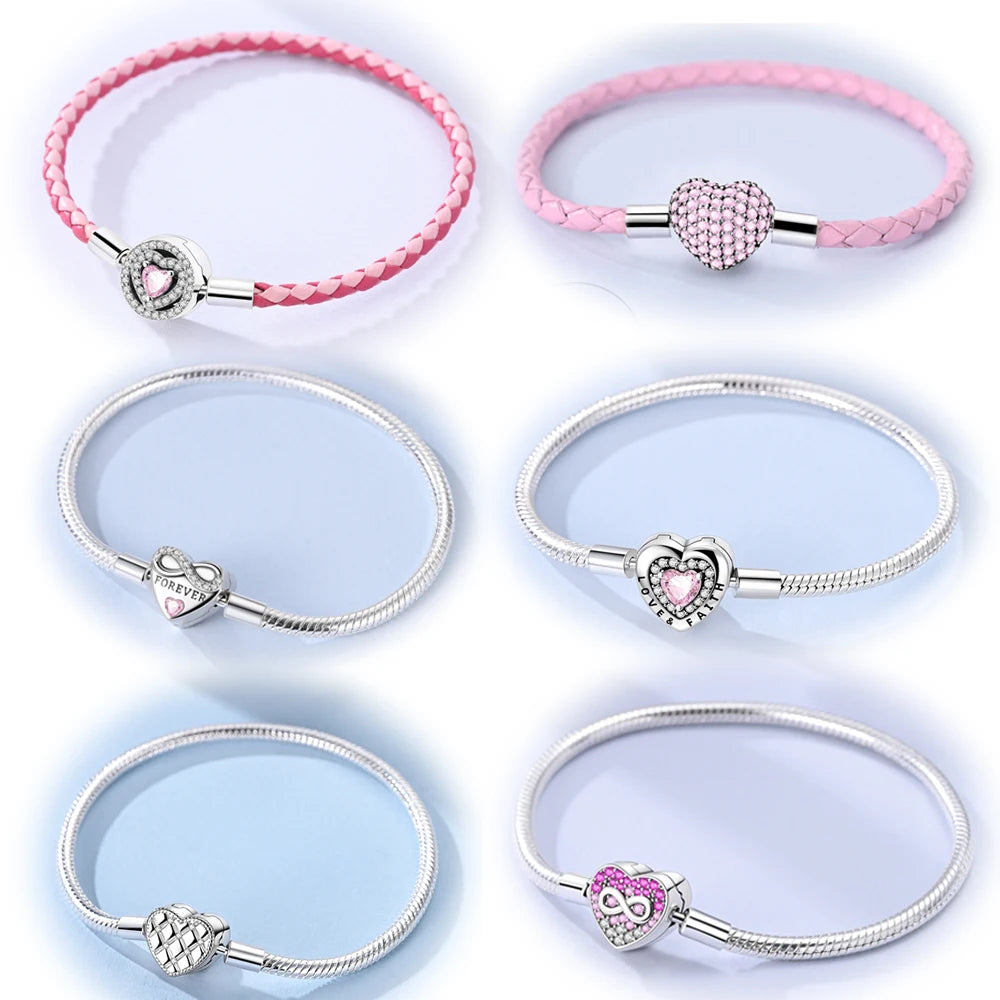 925 Sterling Silver Love Heart & Butterfly Charm Bracelet – 17-20cm