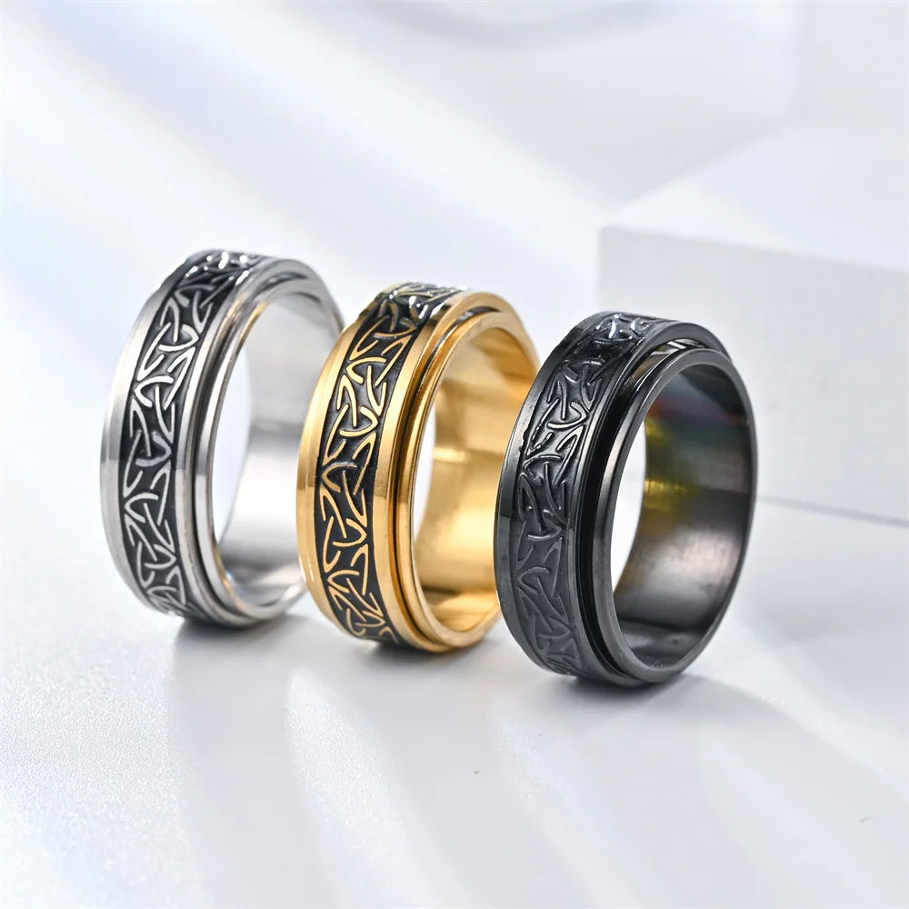 Viking Celtic Knot Stainless Steel Spinner Ring