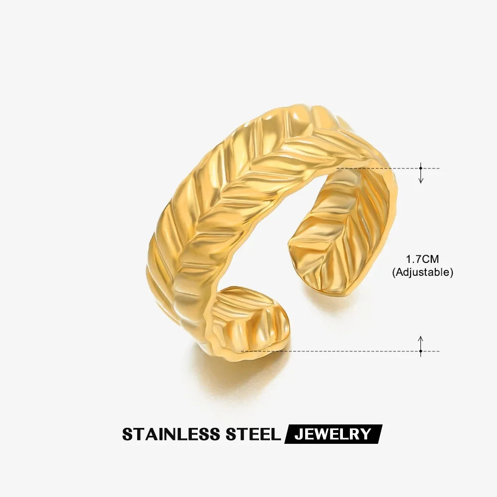 Gold 316L Stainless Steel Star Adjustable Ring