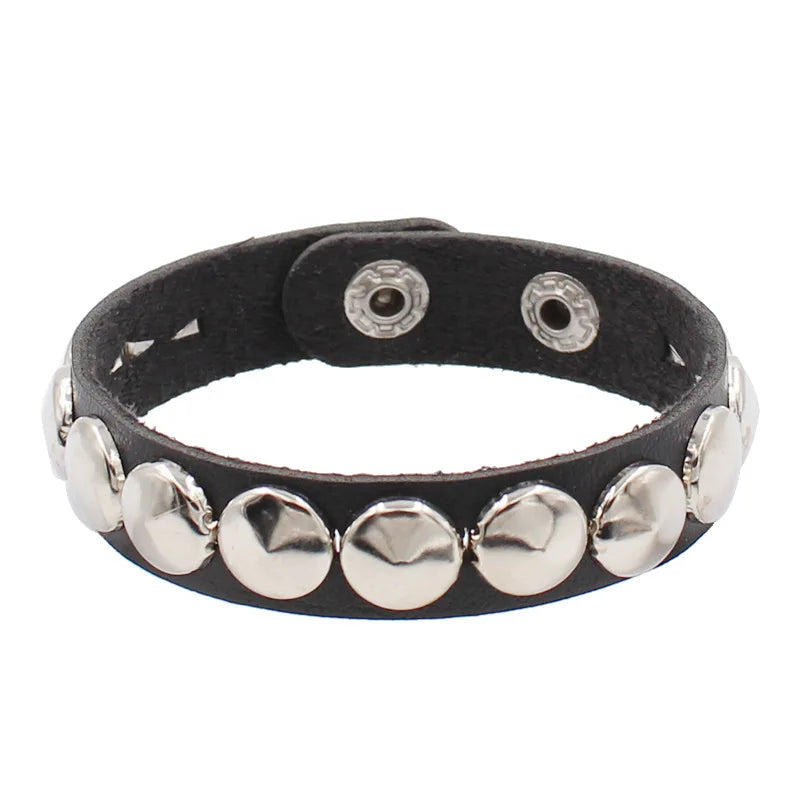 Vintage Leather Cuff Bracelet – Punk Gothic Studded Design