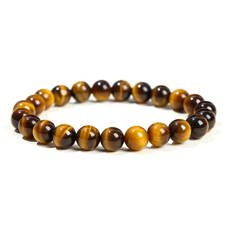 Natural Stone Bead Bracelet – Amethyst, Tiger Eye & Crystal Design for Men & Women