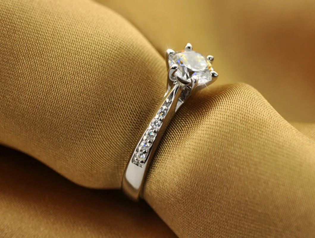 Classic 925 Sterling Silver Six-Prong Ring