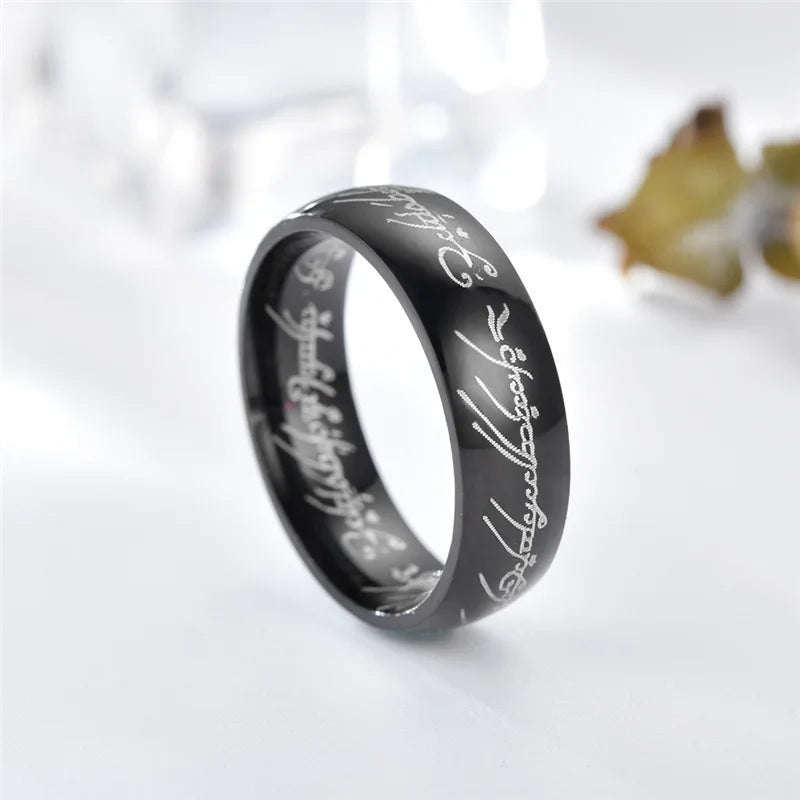 6mm Stainless Steel Laser Engraved Couple Rings