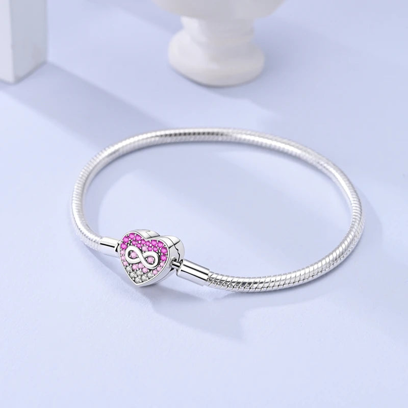 925 Sterling Silver Love Heart & Butterfly Charm Bracelet – 17-20cm