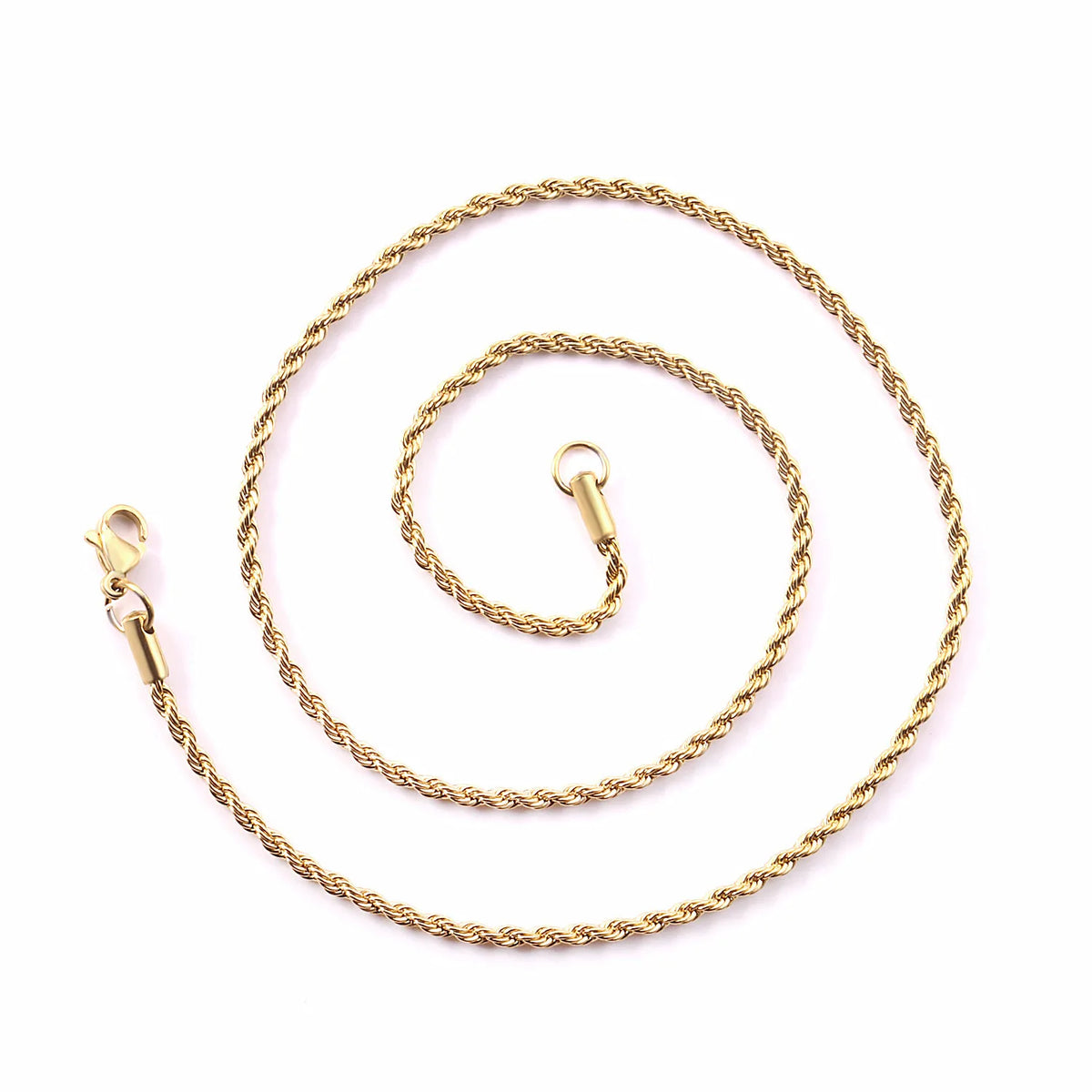 Dainty Gold Rope Chain Necklace 2–4mm