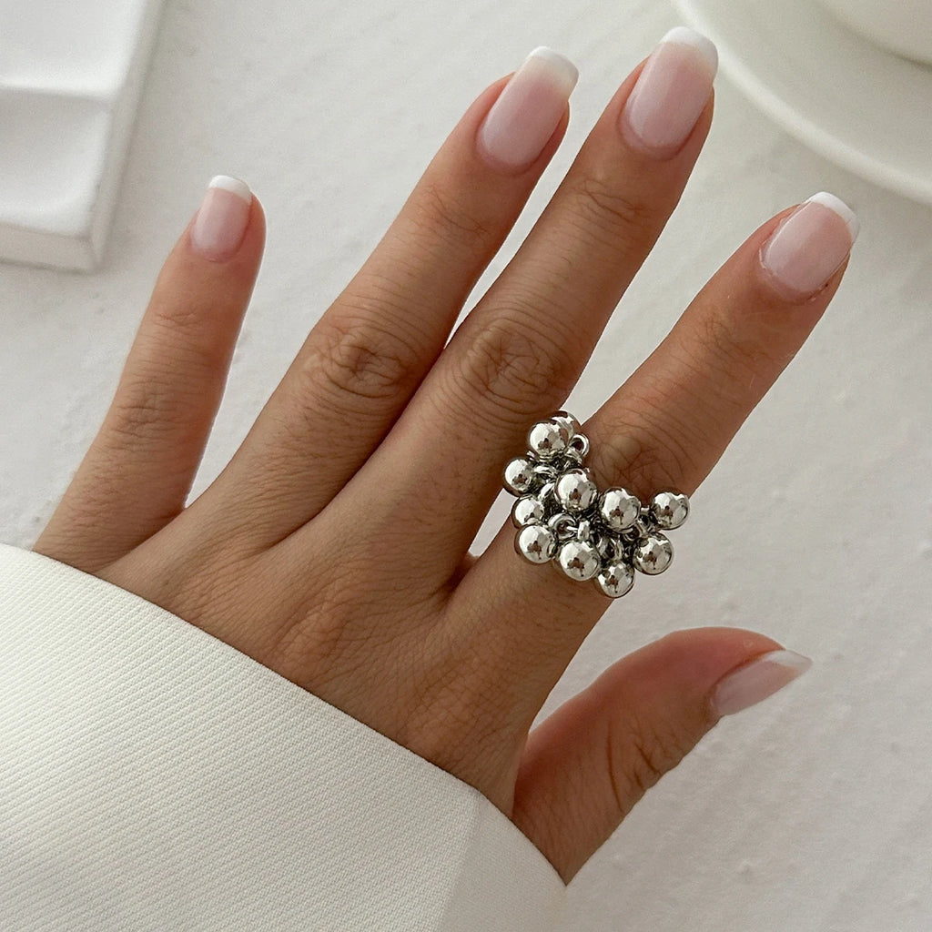 Irregular Punk Small Ball Open Ring