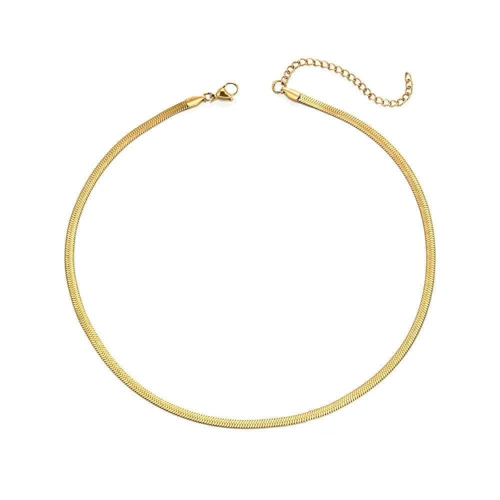 Gold Snake Chain Choker Necklace Unisex