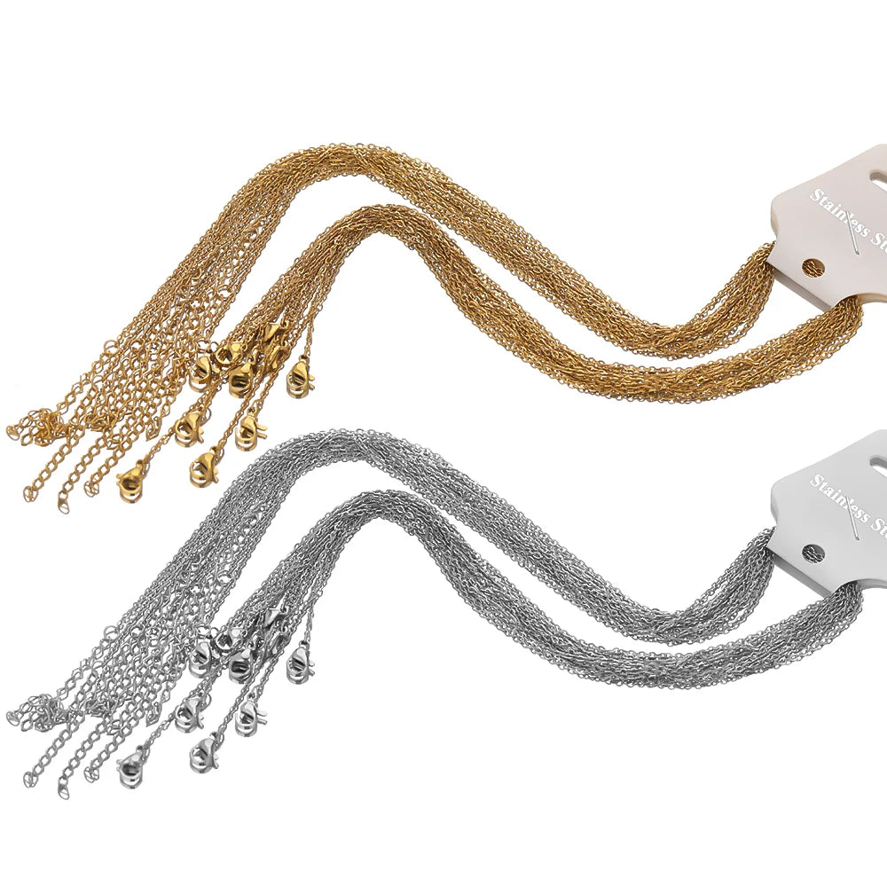 Gold Stainless Steel Adjustable Chains, 10pcs