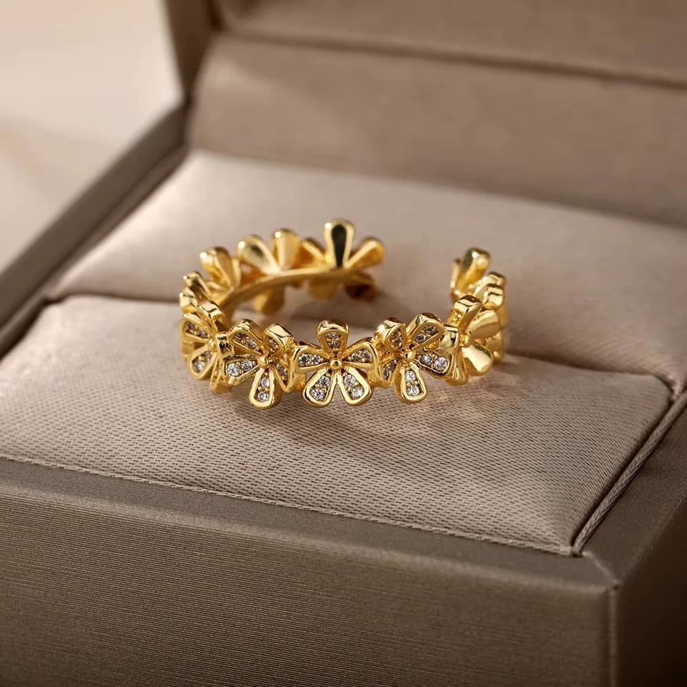 Evil Eye Gold Zircon Adjustable Ring