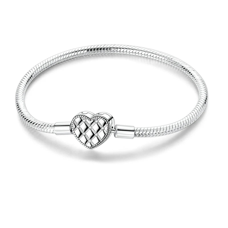 925 Sterling Silver Love Heart & Butterfly Charm Bracelet – 17-20cm