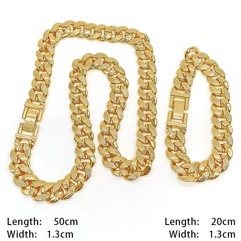 Gold Plated Hip Hop Chain Necklace & Bracelet Set