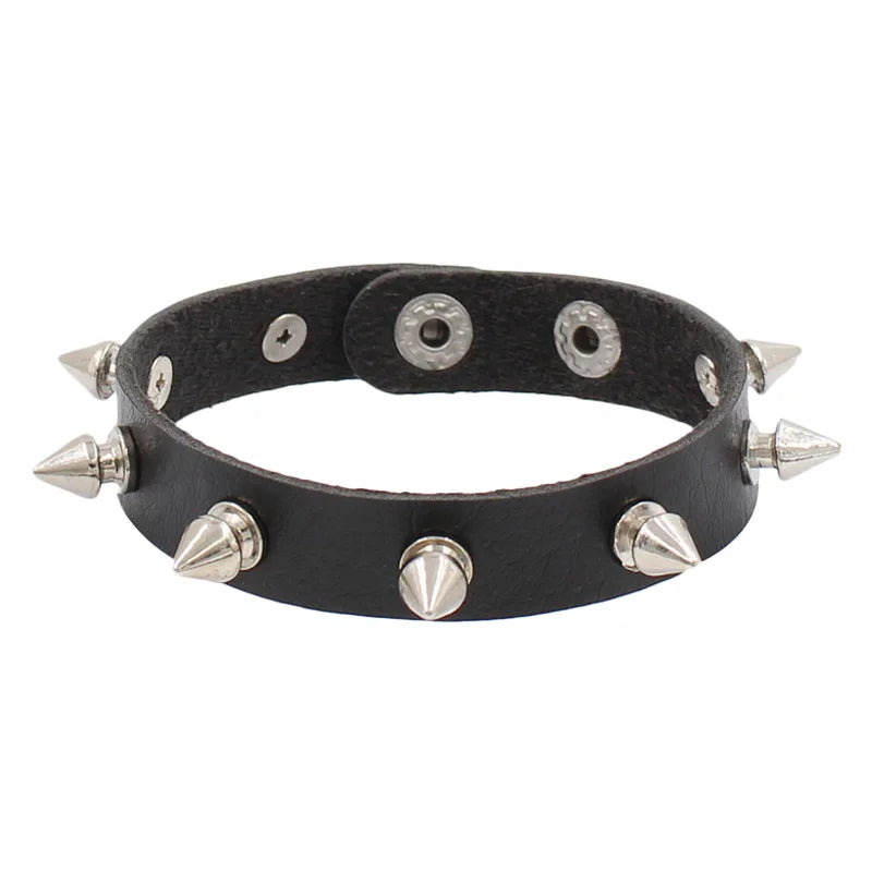 Vintage Leather Cuff Bracelet – Punk Gothic Studded Design