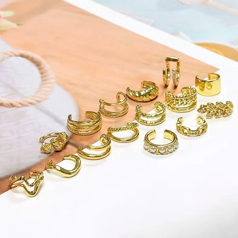 24K Gold-Plated Zircon Ear Clips