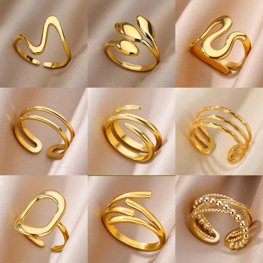 Gold Geometric 316L Stainless Steel Ring