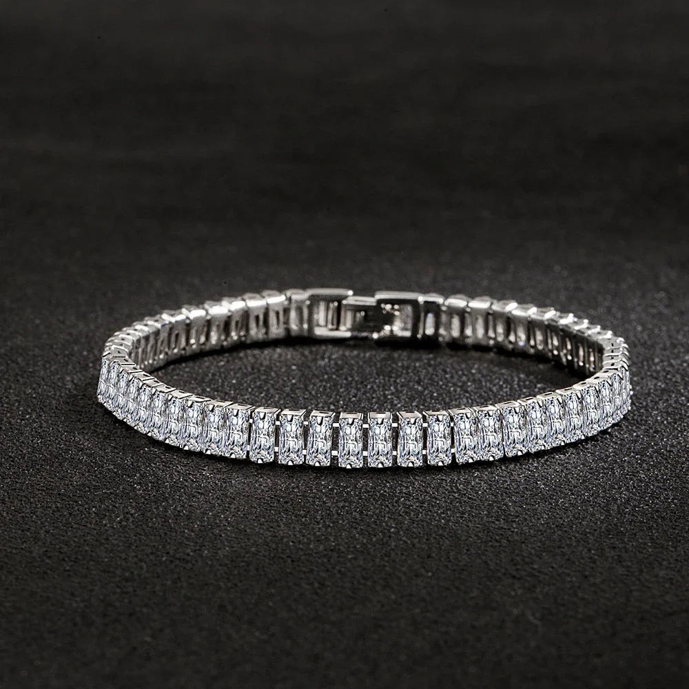 925 Sterling Silver Crystal Bracelet for Women – Elegant 18cm Design